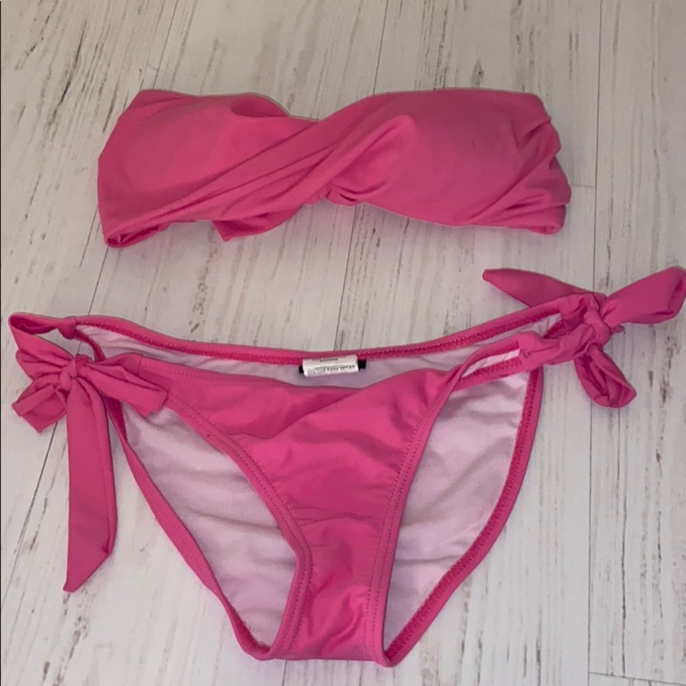 Pink bathing suit top and bottom